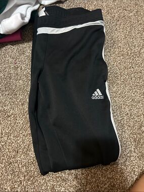 adidas Black Track Pants with White Trim